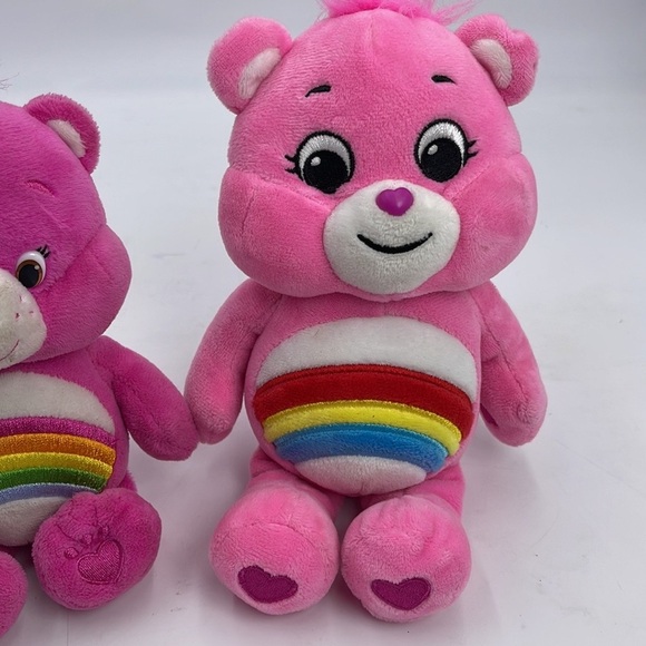 2 Pcs Care Bears Cheer Bear Pink Rainbow Plush 10” & 8” - Picture 2 of 4